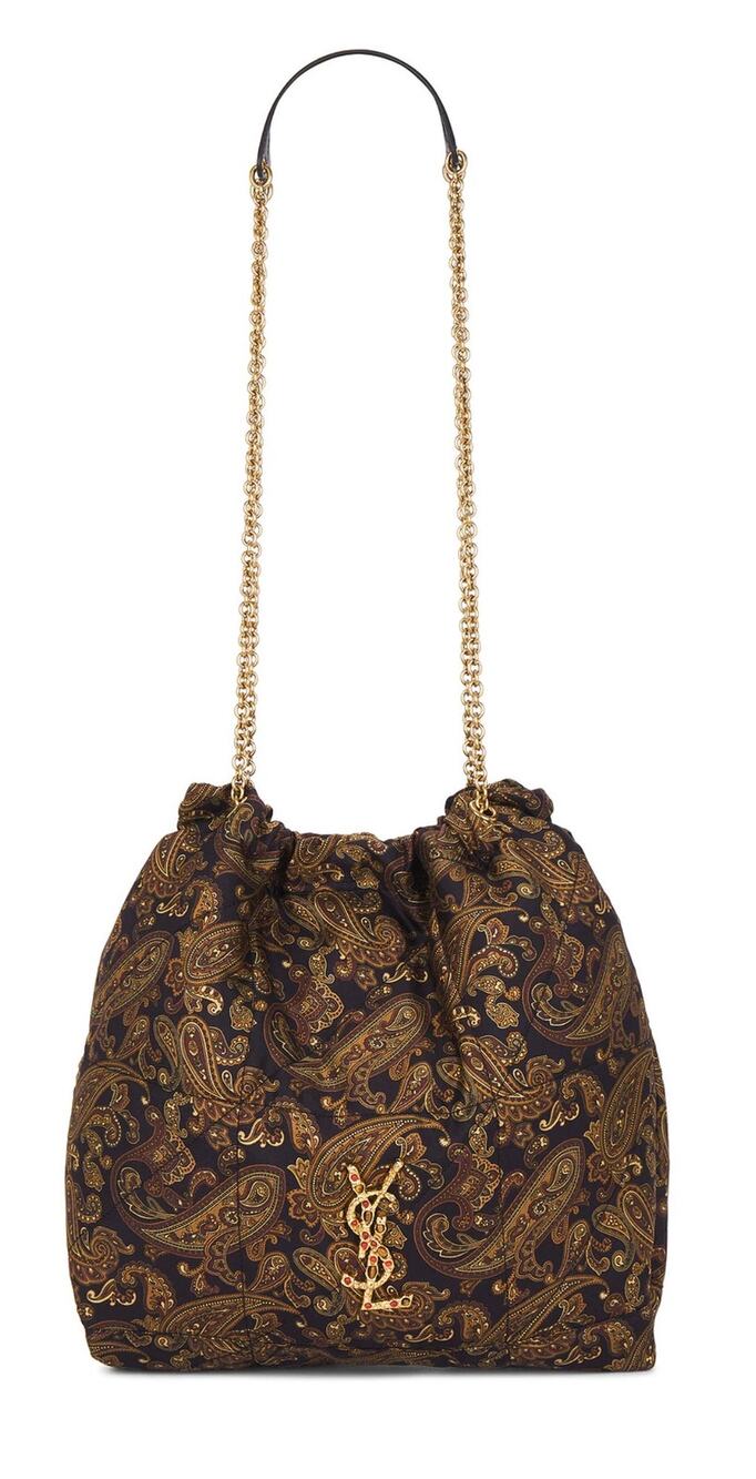 Saint Laurent YSL Jamie 4.3 Pochon Quilted Silk Shoulder Bucket Bag Multicolor